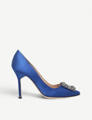 MANOLO BLAHNIK Hangisi 105 buckle-embellished satin courts