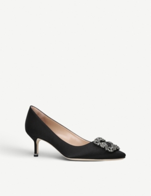 MANOLO BLAHNIK Hangisi 50 Swarovski crystal-embellished satin pumps