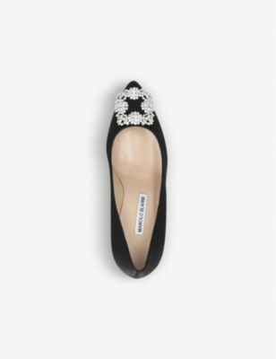 MANOLO BLAHNIK Hangisi 70 Swarovski crystal-embellished satin courts