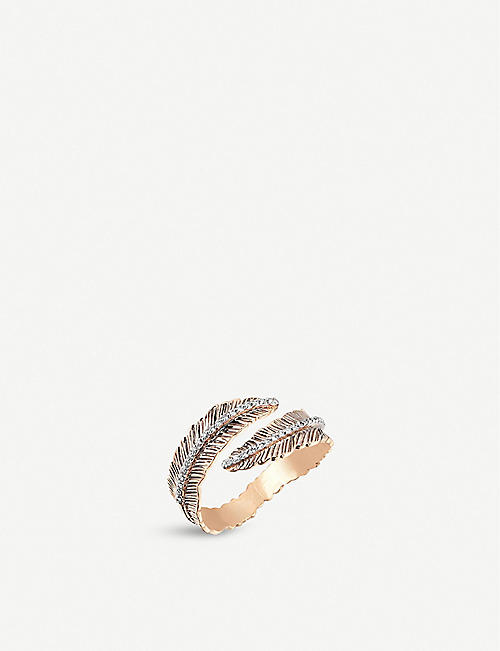 THE ALKEMISTRY: Kismet by Milka feather 14ct rose-gold and diamond ring