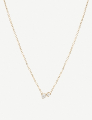 Shop The Alkemistry Women's Yellow Gold Zoë Chicco 14ct Yellow-gold And Two Diamonds Large Necklace