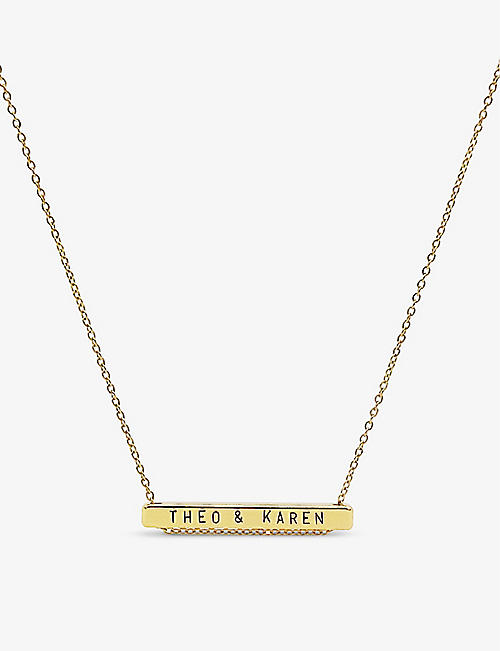 LITTLESMITH: Personalised 13 characters gold-plated horizontal necklace