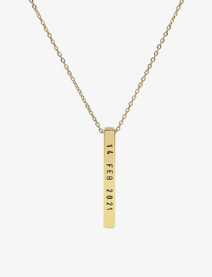 LITTLESMITH Personalised 13 characters gold-plated vertical bar necklace