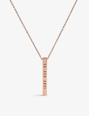 LITTLESMITH Personalised 13 characters rose gold-plated vertical bar necklace