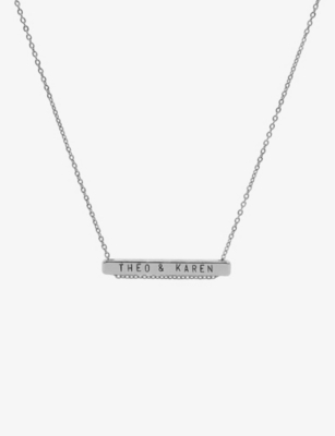 LITTLESMITH: Personalised 13 characters silver-plated horizontal bar necklace