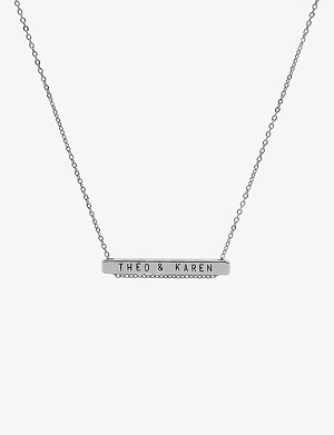 LITTLESMITH Personalised 13 characters silver-plated horizontal bar necklace