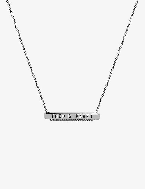 LITTLESMITH: Personalised 13 characters silver-plated horizontal bar necklace