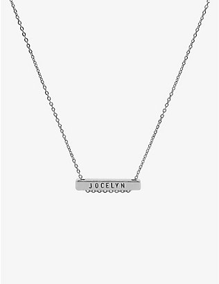 LITTLESMITH: Personalised 9 characters silver-plated horizontal bar necklace