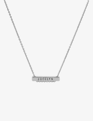 LITTLESMITH: Personalised 9 characters silver-plated horizontal bar necklace