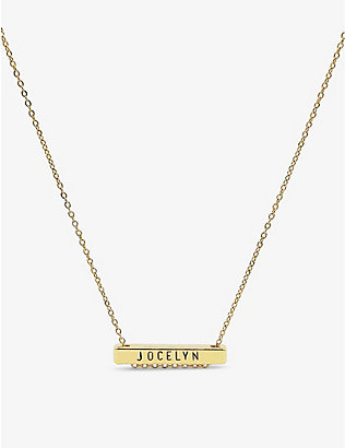 LITTLESMITH: Personalised 7 characters gold-plated horizontal bar necklace