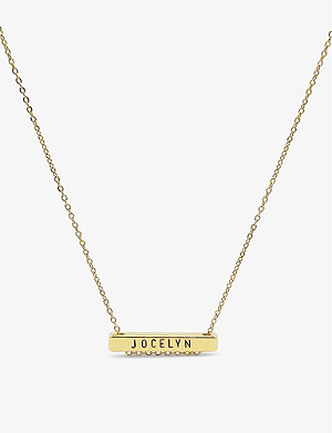 LITTLESMITH Personalised 7 characters gold-plated horizontal bar necklace