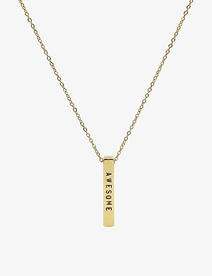LITTLESMITH Personalised 9 characters gold-plated vertical bar necklace