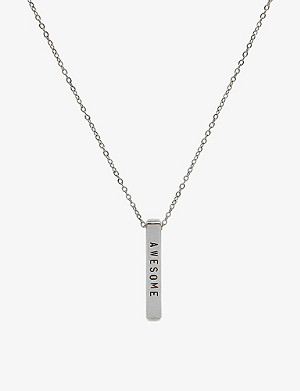 LITTLESMITH Personalised 9 characters silver-plated vertical bar necklace
