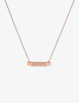 LITTLESMITH: Personalised 9 characters rose gold-plated horizontal bar necklace