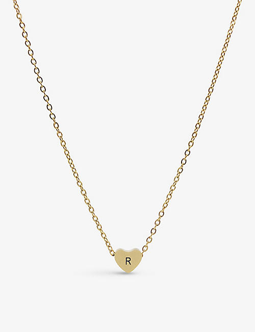 LITTLESMITH: Personalised Gold-plated heart bead initial necklace