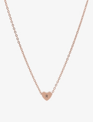 LITTLESMITH: Personalised Initial rose gold-plated heart bead necklace
