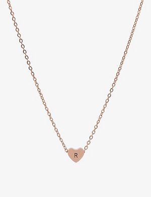 LITTLESMITH Personalised Initial rose gold-plated heart bead necklace