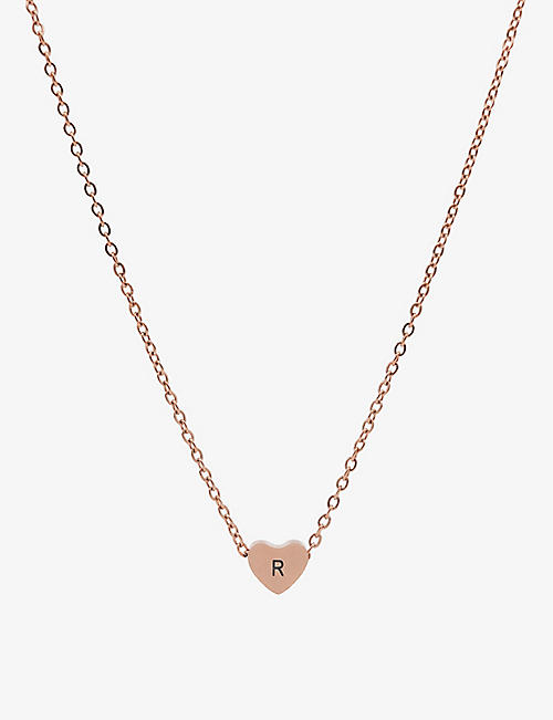LITTLESMITH: Personalised Initial rose gold-plated heart bead necklace