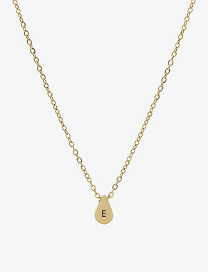LITTLESMITH Personalised Initial gold-plated teardrop bead necklace