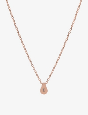 LITTLESMITH: Personalised Initial rose gold-plated teardrop bead necklace