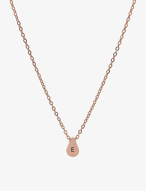 LITTLESMITH: Personalised Initial rose gold-plated teardrop bead necklace