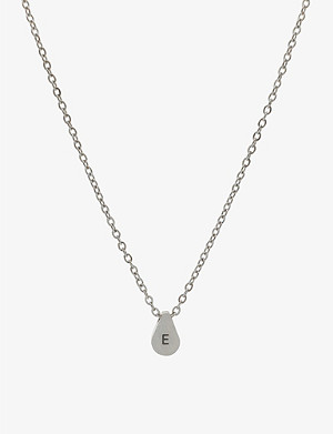 LITTLESMITH Personalised Initial silver-plated teardrop bead necklace