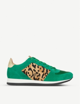 Lk Bennett Ricky Leopard Print Suede And Calf Hair Trainers