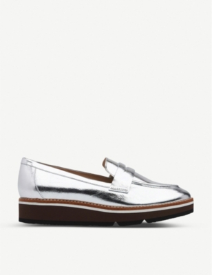metallic leather loafers