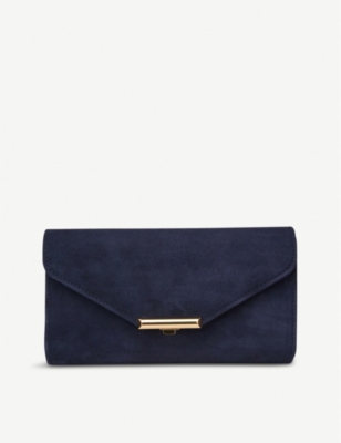 Lk Bennett Lucy Suede Clutch In Blu-navy