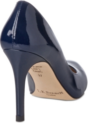 Lk Bennett Stila Patent-leather Courts In Blu-navy