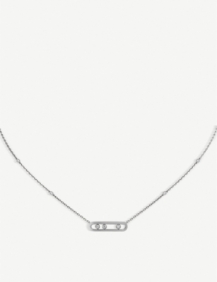 Shop Messika Women's White Baby Move 18ct White-gold And Diamond Necklace