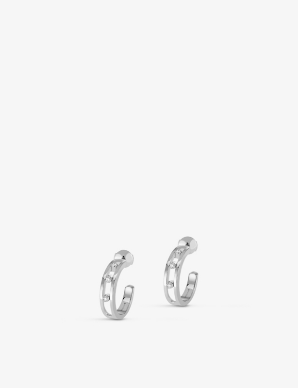 Move 18ct white-gold and diamond hoop earrings
