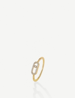 Move Uno 18ct yellow-gold and 0.09ct brilliant-cut diamond ring