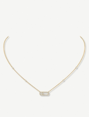 Move Uno Pavé 18ct yellow-gold and 0.20ct brilliant-cut diamond necklace