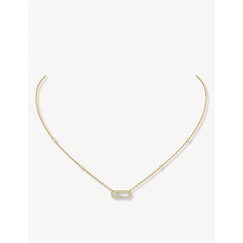 Shop Messika Women's Yellow Move Uno 18ct Yellow-gold And Pavé Diamond Necklace