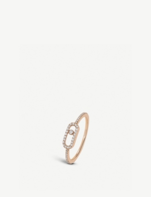 Messika Womens Pink Move Uno 18ct Pink-gold And Pavé Diamond Ring