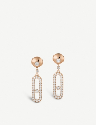 Move Uno 18ct pink-gold and diamond earrings