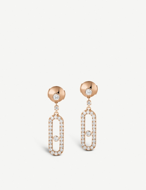Move Uno 18ct pink-gold and diamond earrings