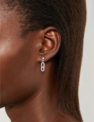 Move Uno 18ct white-gold and diamond earrings