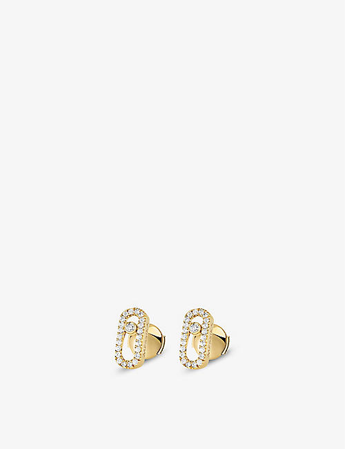MESSIKA: Move Uno 18ct yellow-gold and diamond-set stud earrings