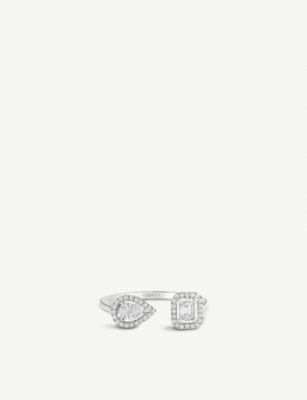 Shop Messika Women's White My Twin Toi & Moi 18ct White-gold And 0.45ct Diamond Ring