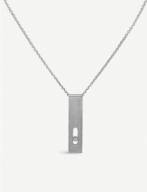 MESSIKA: Move Titanium natural titanium and white diamond pendant necklace