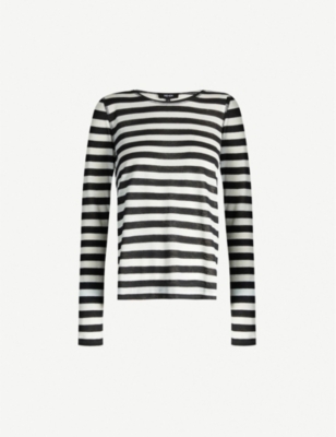 ME AND EM Striped woven jersey top