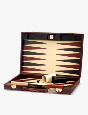 ASPINAL OF LONDON: Croc-embossed leather backgammon set 45cm