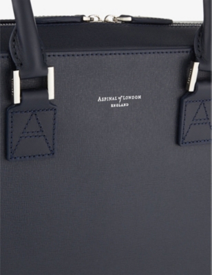 Sac Mallette Pour Ordinateur Aspinal Of London Mount Street - Cuir Marron, Doublure Toile, Occasion Très Bon état