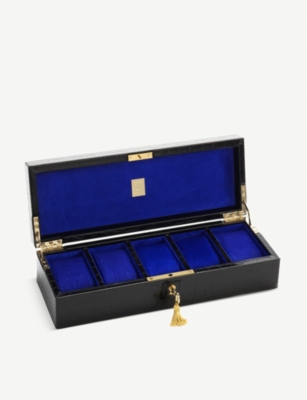 Aspinal Of London Womens Black Croc-embossed Leather Five Watch Box In Black