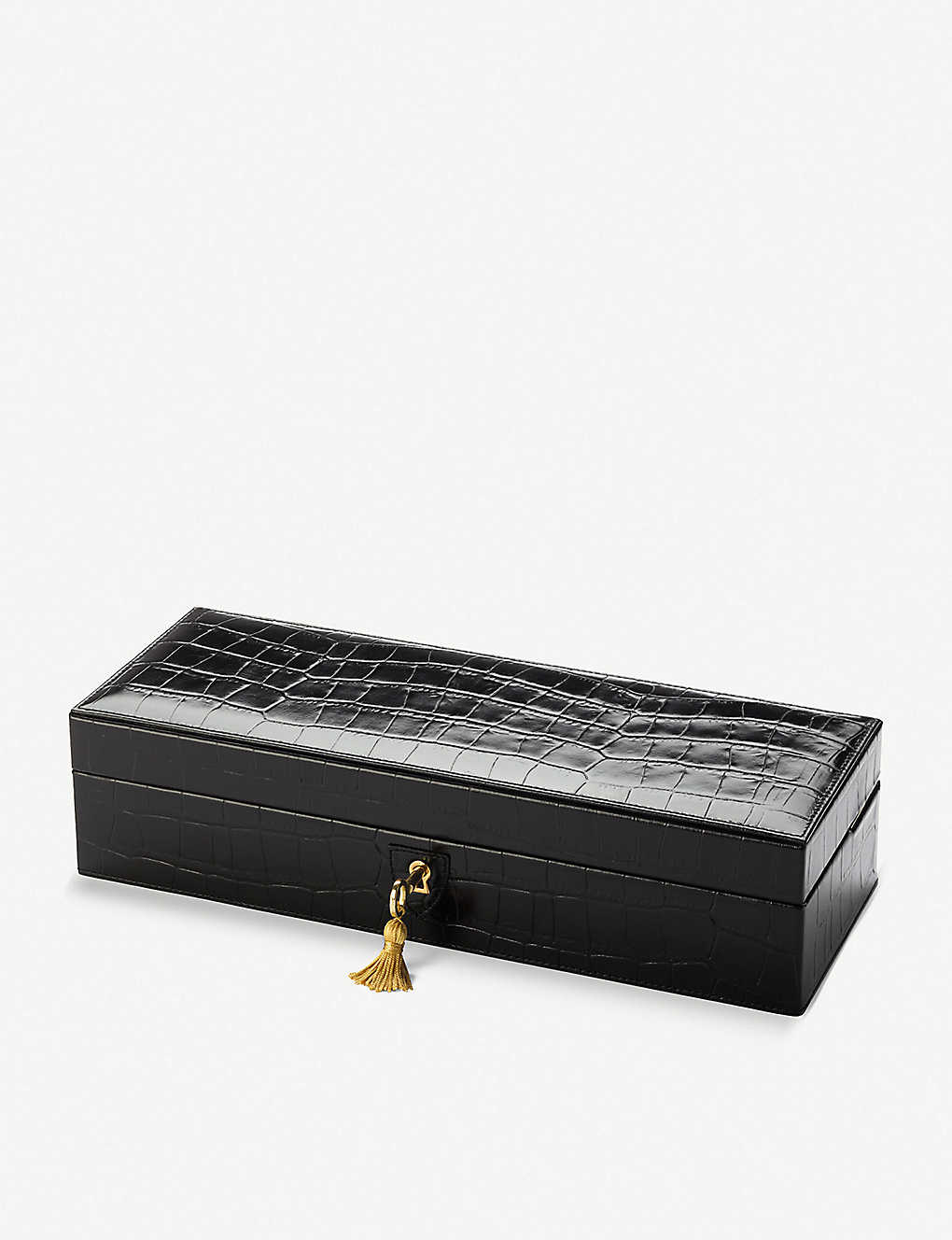 Aspinal Of London Womens Black Croc-embossed Leather Five Watch Box