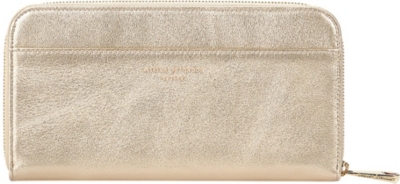 ASPINAL OF LONDON   Continental metallic leather zip around wallet