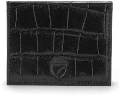 ASPINAL OF LONDON   Id & travel card case black mock croc &