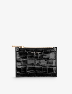 ASPINAL OF LONDON: Essential croc-embossed leather pouch